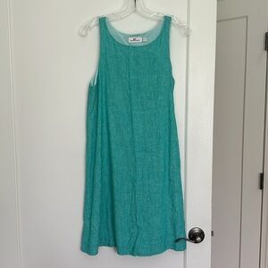 Vineyard Vines blue green lined linen A-line sun dress